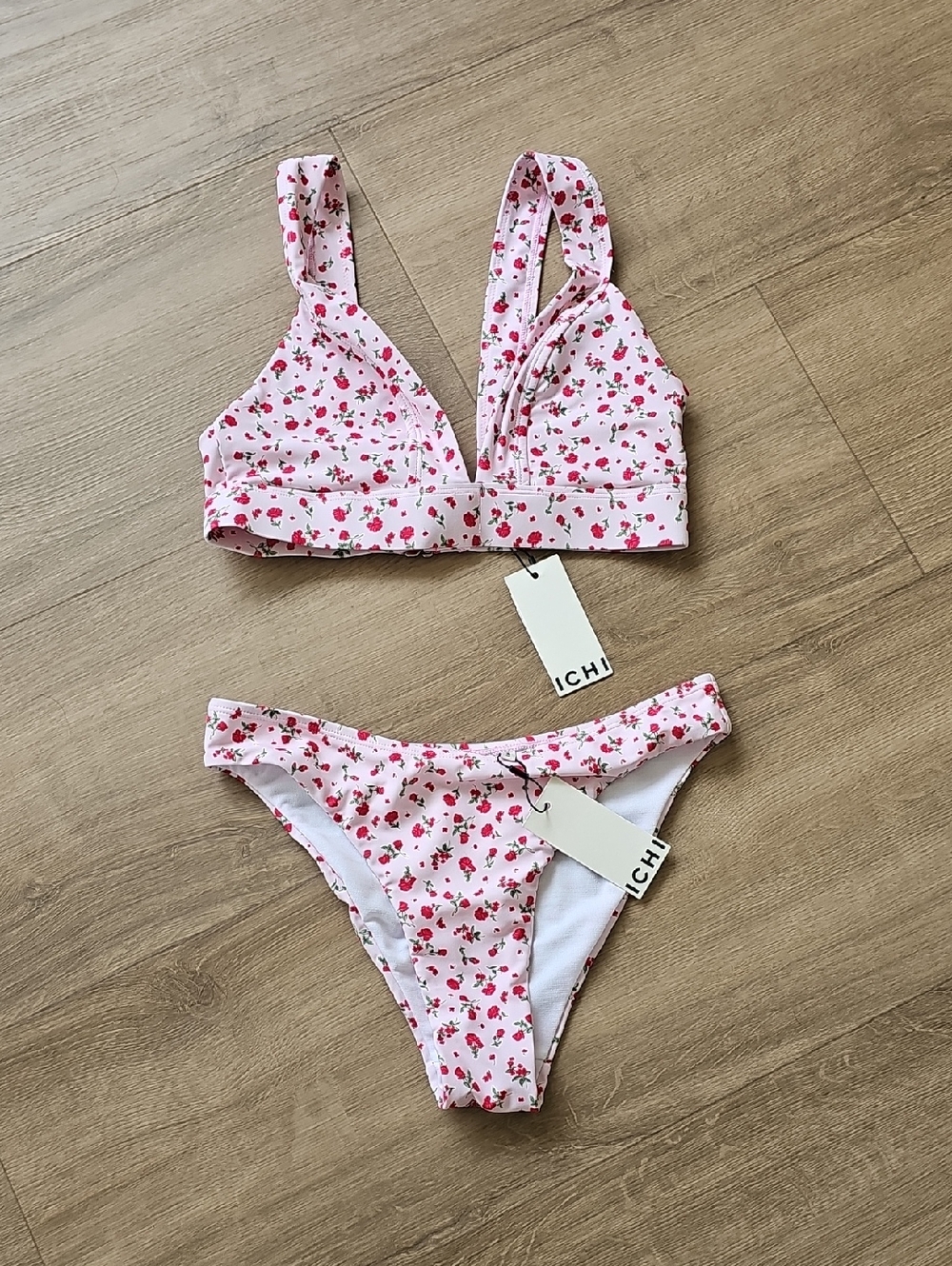 ICHI Pink Ditsy Floral Bikini Set Size Small